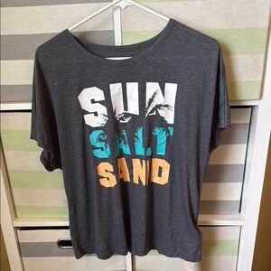 Gray Graphic Tee with Sun Salt Sand Print